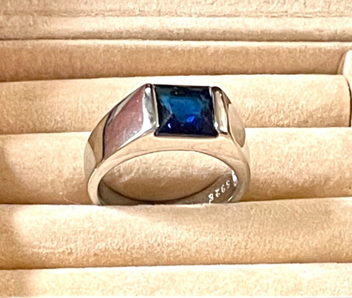 925 Sterling Silver Men’s Blue Sapphire Ring #753 | eBay