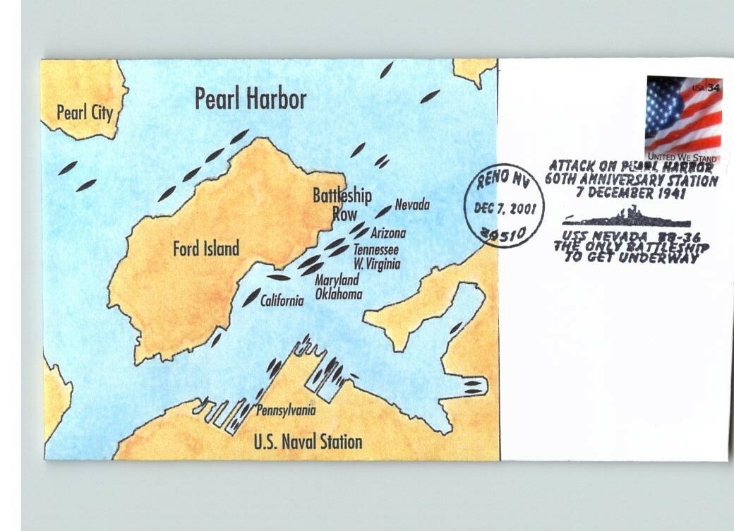 December 7, 2001, Anniv. PEARL HARBOR ATTACK, Hand Colored