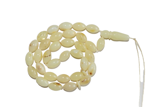 33 PERLINE DI PREGHIERA ISLAMICHE 11gr 12X7mm ORIGINALE AMBRA BALTICA TASBIH MISBAHA OPACO E1