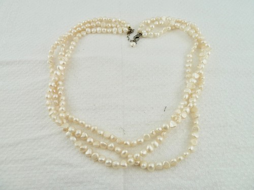 Perlen Kette 3 Reihig barock Schloss Silber 925