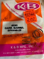 K & B Mecoa Engines 11cc .61Carburetor Barrel Spring “2” Springs. # 5220 NOS HTF