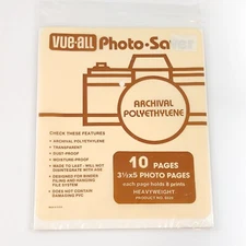 VUE ALL PHOTO SAVER Archival Polyethylene 3-1/2x5 Photo Pages 8/Page - 10 Pages