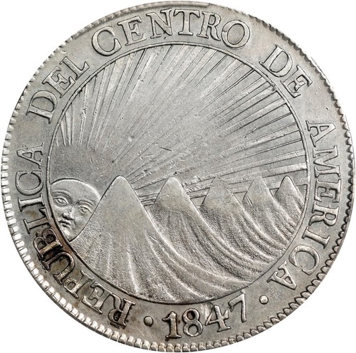 GUATEMALA CENTRAL AMERICAN REPUBLIC 1847-NG-A 8 REALES COIN, PCGS "XF DETAILS"