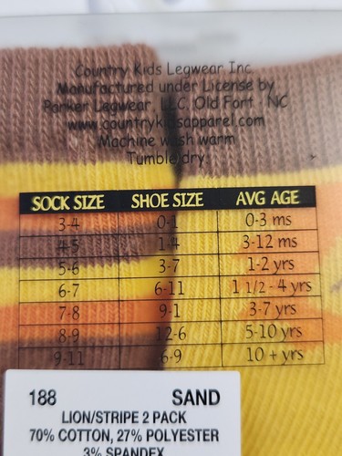 Country Kids Boy baby Socks lion size 0-3 months yellow, brown, & orange NEW - Picture 5 of 5