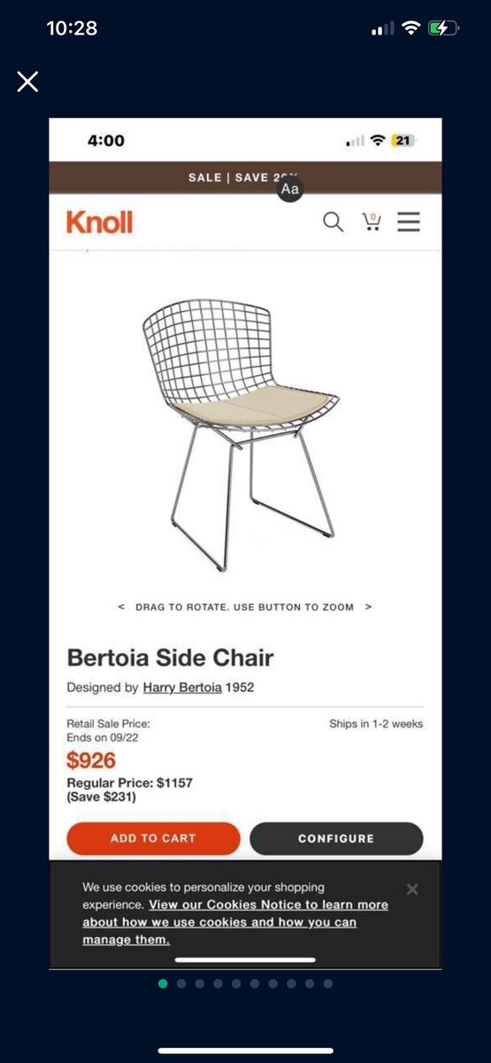 Vintage Knoll Harry Bertoia Wired Side Chair Mid Century Vintage Knoll Harry Bertoia Wired Side Chair Mid Century