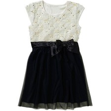 George Girls' Soutache Sequin Holiday Party Dress Black Tusk Size XS 4/5 NWT