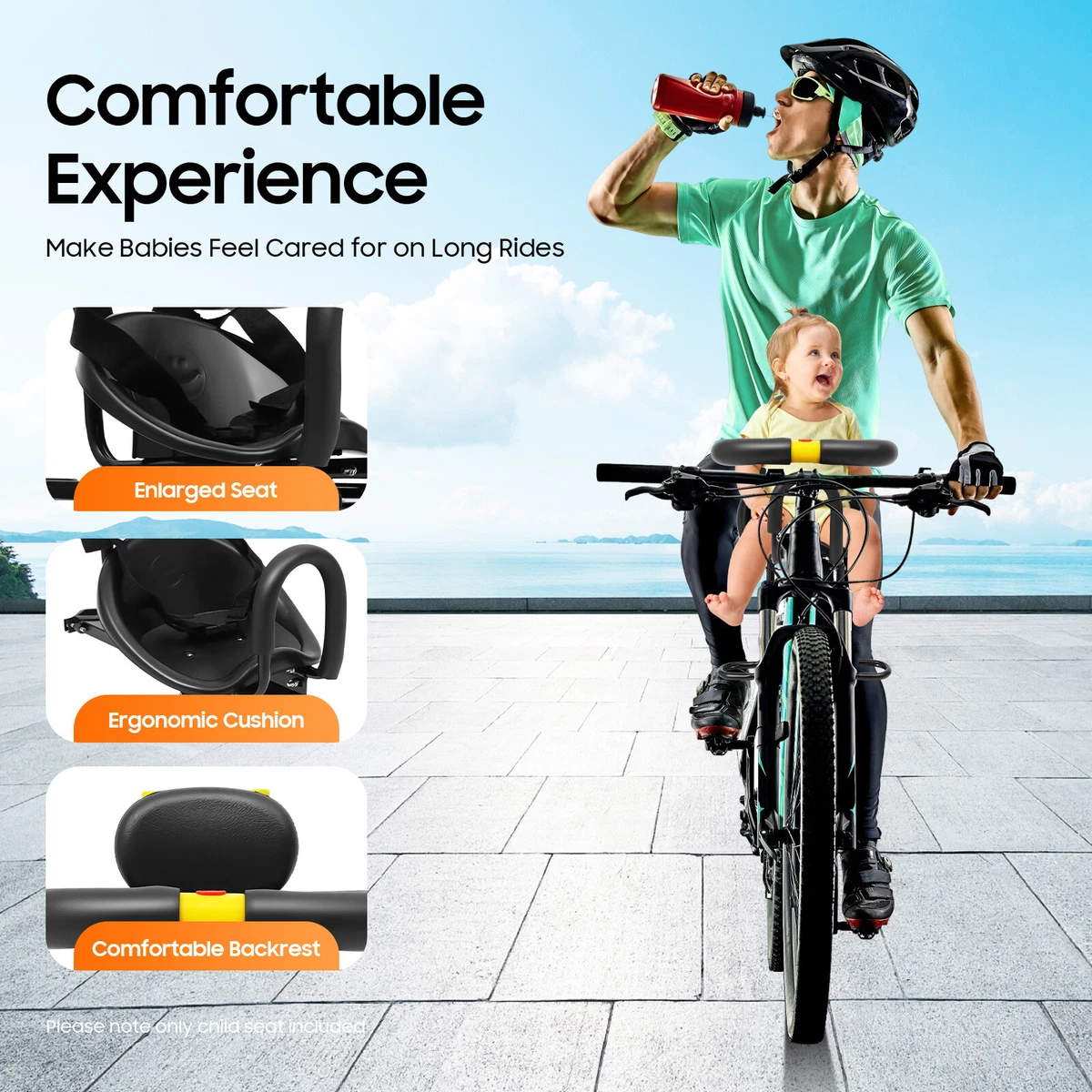 Asiento Delantero Para Bicicleta Niño Shotgun - Para Niños De 2 A 5 Años, Montaje En Marco