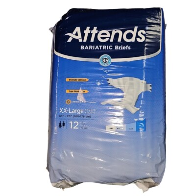 Attends Bariatric Briefs XX-Large Pack of 12 Unisex NEW