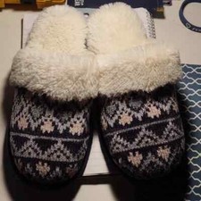 Mule Slippers Size L 10-11 Women Wayland Square Blue Faux Fur Lining Slip On