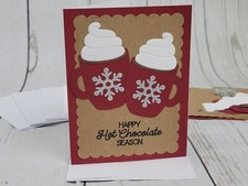 Merry Christmas Greeting Card Kit #22 [Lot of 4, Handmade, Hot Chocolate Mugs]