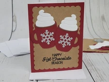 Merry Christmas Greeting Card Kit #22 [Lot of 4, Handmade, Hot Chocolate Mugs]
