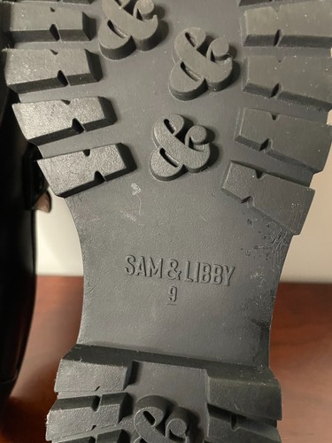 Sam & Libby Black Remi Lug Sole Loafers W Size 9 Gold Trim Cushioned Insole - Picture 11 of 15
