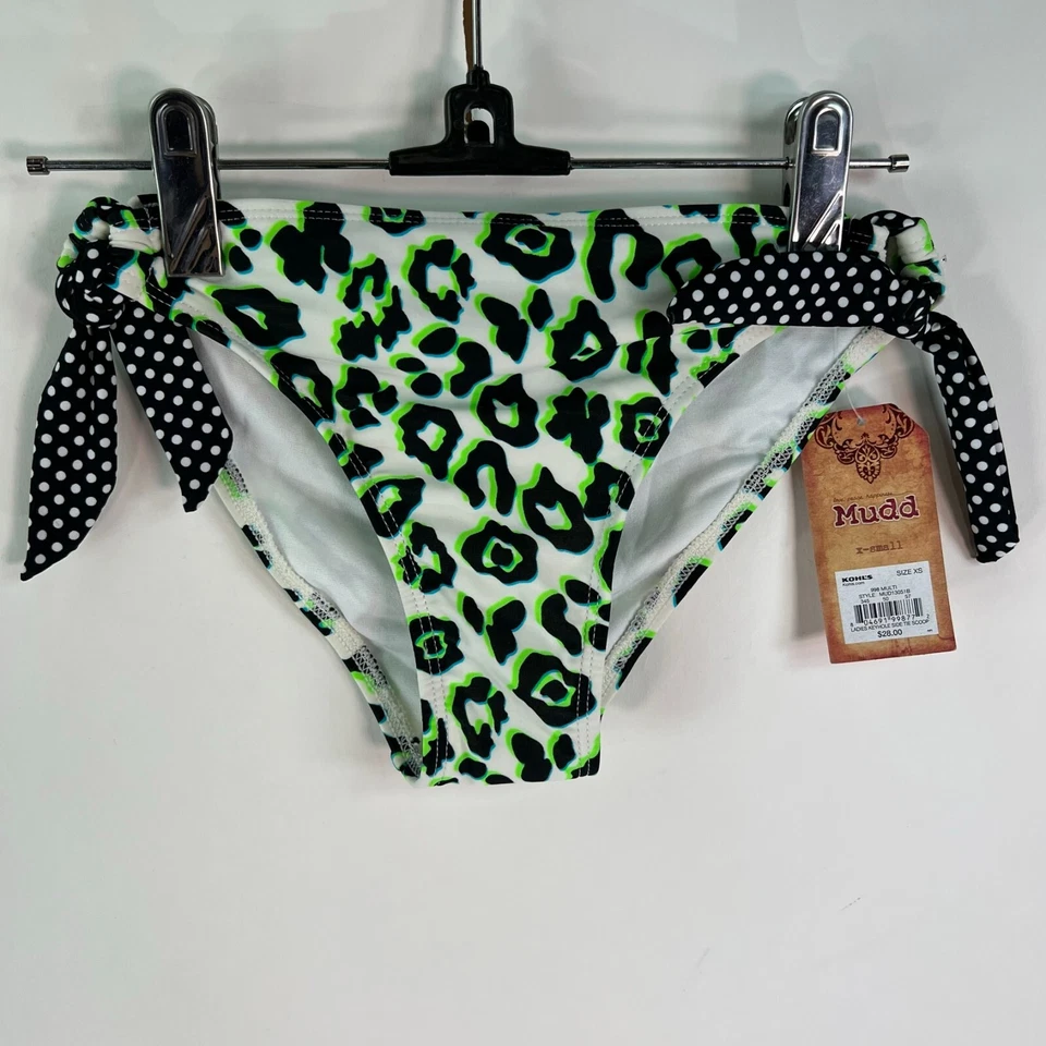 Nuevo MUDD Mujer Corbata Lateral Traje de Baño Hipster Verde Bikini Parte Inferior Talla XS Foto 4 de 4