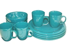 Teal Dinnerware 12-piece Set  Dinner Plates, Bowls, Mugs   Service for 4   M4408