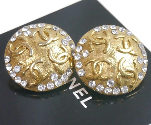 Authentic CHANEL Earrings, Coco Mark, Vintage Metallic #1235 - Picture 5 of 8