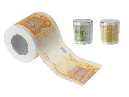Toilettenpapier wahlweise mit 50 oder 100 oder 200 Euro € Aufdruck Klopapier