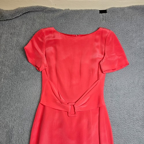 Maggy London Dress Women's 8 Red Silk Short Sleeve A Line Casual - Picture 8 of 19