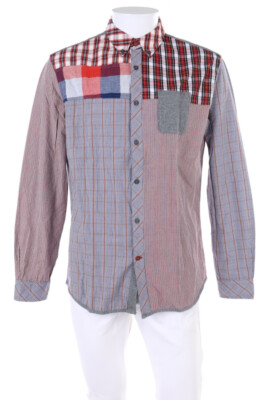 Desigual Button-down-Hemd Patchwork Elbow Patches L rot blau