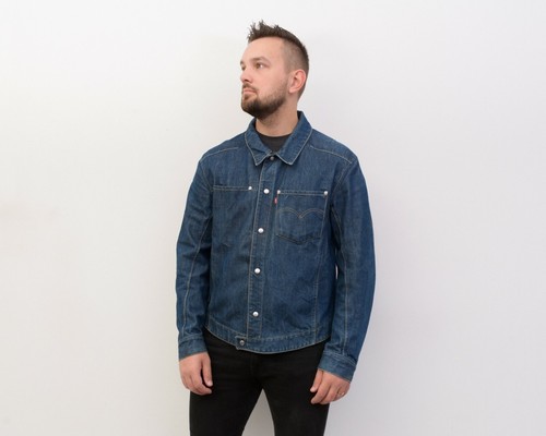 Levi's Strauss Etichetta Rossa Engineered Jeans Uomo L Giacca Snap Bottoni  Shirt | eBay
