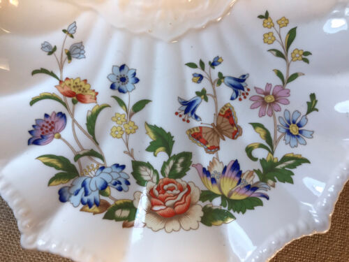 Aynsley Cottage Garden Dish White Floral Fine English Bone China Shell Shaped - Picture 2 of 7