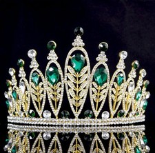 Elegant Floral Green Austrian Crystal Rhinestone Tiara Crown Prom Pageant T95gn