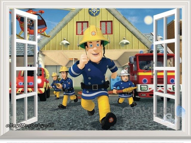 Fireman Sam Fire Engine Window Wall Decals Removable Stickers Wall Decals Removable Stickers