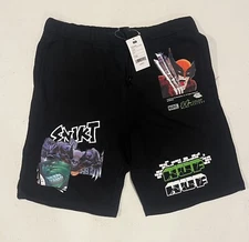 HUF x MARVEL Men's Elastic Waist Shorts SMASH UP FLEECE - Black - Large - NWT