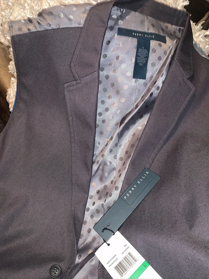 NWT $79 Perry Ellis Men's Brown Keystone Vest 4 Button front RN #37763 Sz LARGE - Image 4 of 4