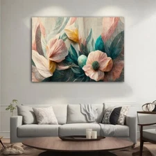 Flower Abstract Soft Colorful Painting Wall Art Canvas Unframed Print Art