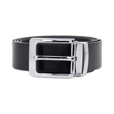 Men's Black Leather Handcrafted Long Length Silver Buckle Casual/Dress Belt New