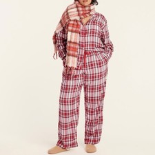 J Crew NWT 110 Lightweight Flannel Long-Sleeve Pajama Set Vintage Plaid Sz S