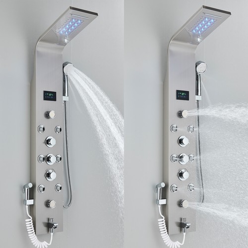 LED Panel de Ducha Moderna Acero Inoxidable Columna de Hidromasaje Para Baño - Imagen 150 de 207