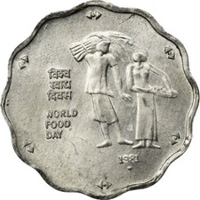 #448423 M&uuml;nze, INDIA-REPUBLIC, 10 Paise, 1981, SS, Aluminium, KM:36