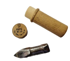 Sewing Machine Bullet Shuttle Bobbin Unknown Make with Antique Wood Needle Case