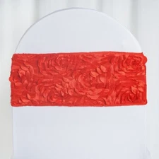10 Red Satin Rosettes Stretchable Spandex Chair Sashes Party Wedding Decorations