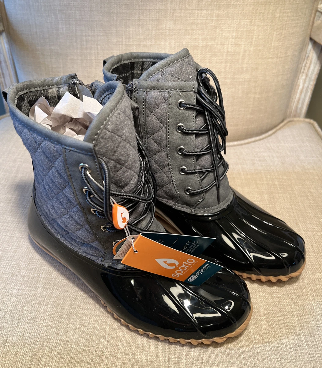 Gray and sales black duck boots