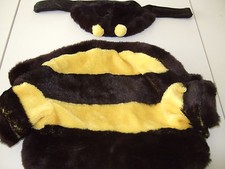 Black  Yellow Faux Fur Bumble Bee 2 PC Costume For Dog Size Small