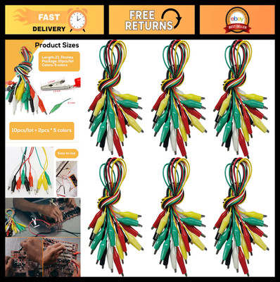 60PCS Alligator Clips & Test Probes, 5 Color Jumper Wires for Multimeter, DIY Ci