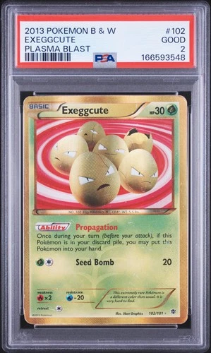 2013 POKEMON BLACK & WHITE PLASMA BLAST #102 EXEGGCUTE PSA 2