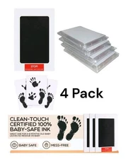 Jetec 4 Set Inkless Baby Footprint and Handprint Kit, Clean Touch Ink Pad For Ba