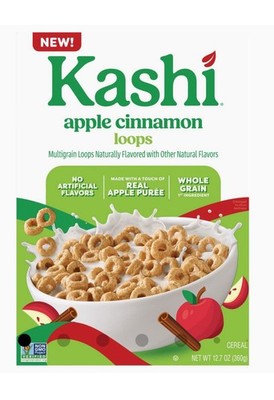   New Kashi APPLE CINNAMON Loops Fruit Crunchy Breakfast Healthy Cereal 12.7oz