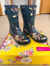 Joules Green Floral Molly Rain Boots Mid Calf Women's US 8 EU 39