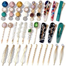 30 Pcs Acrylic Resin Barrettes, Barrettes and Pearl Hair Clips for Women,