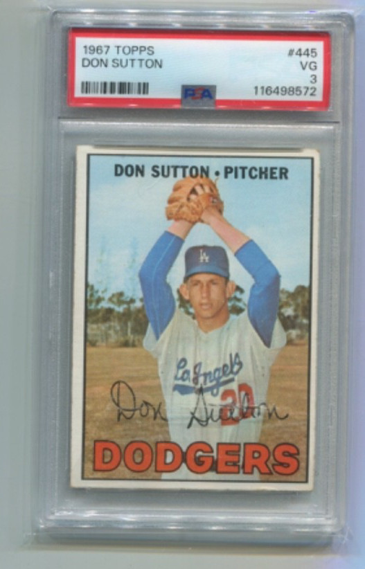1967 Topps - DON SUTTON - Card #445 - LOS ANGELES DODGERS PSA 3