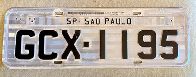SP Sao Paulo License Plate - Brazil / Collectible Only GCX-1195 (1 Tag) Vintage 