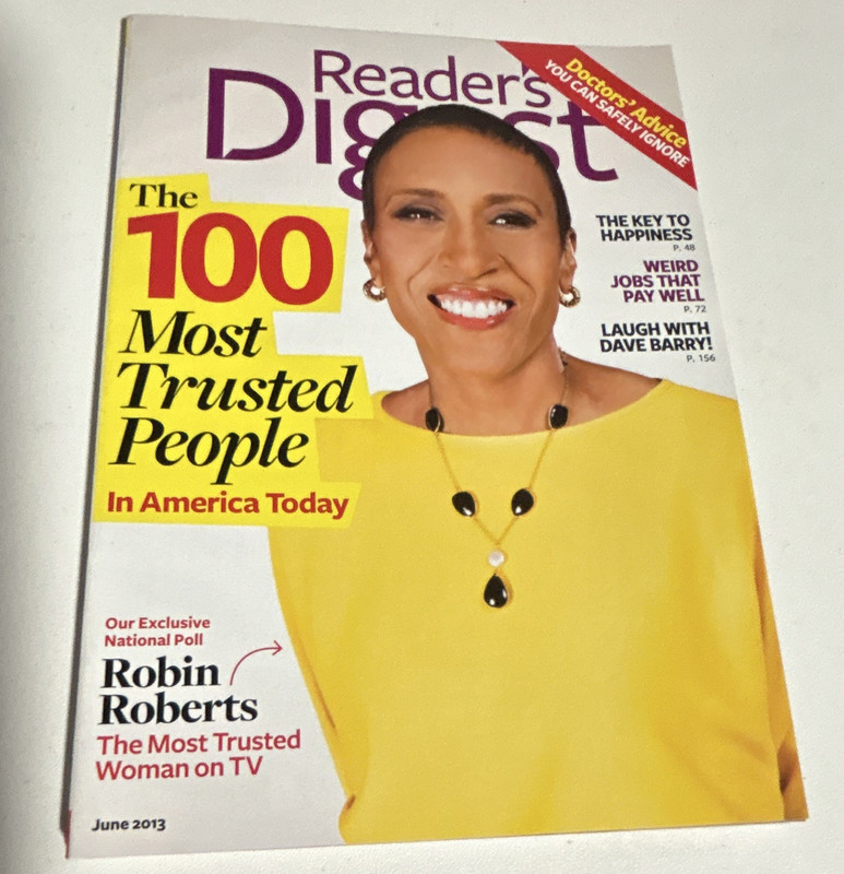 Reader's Digest June 2013 Issue Robin Roberts 100 Most Trusted People English