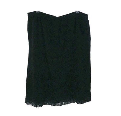 Indigo Moon Skirt Womens 3X Black Midi Long Lined Fringe Pull Chenille Boho Y2K