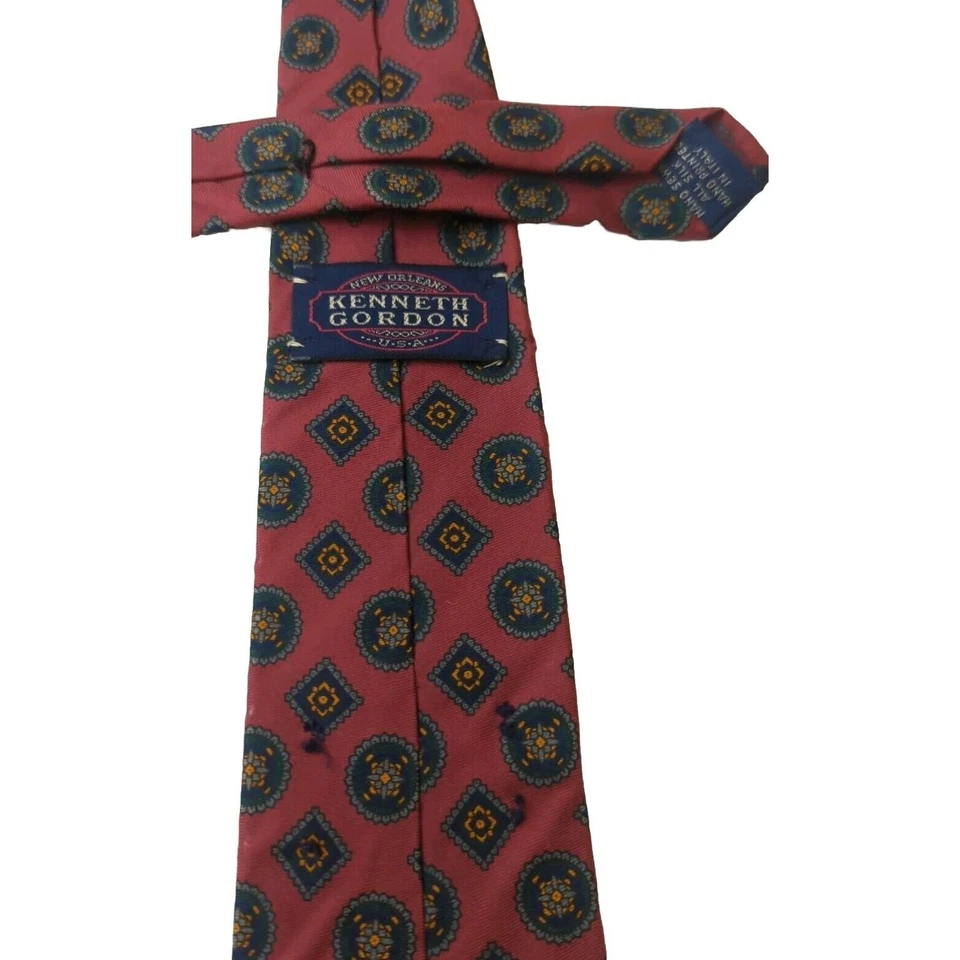 Corbata Kenneth Gordon New Orleans Para Hombre Estampada a Mano 100% Seda EE. UU. 56"X 3.5" Foto 3 de 3