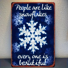 Inspirational Decor Metal Sign Retro Snowflake Winter Outdoor Cottage Home Decor