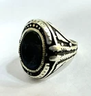 925 Silver Ring - Royal Black Onyx - Luxury Engraved Design - 11g - Size 9 US